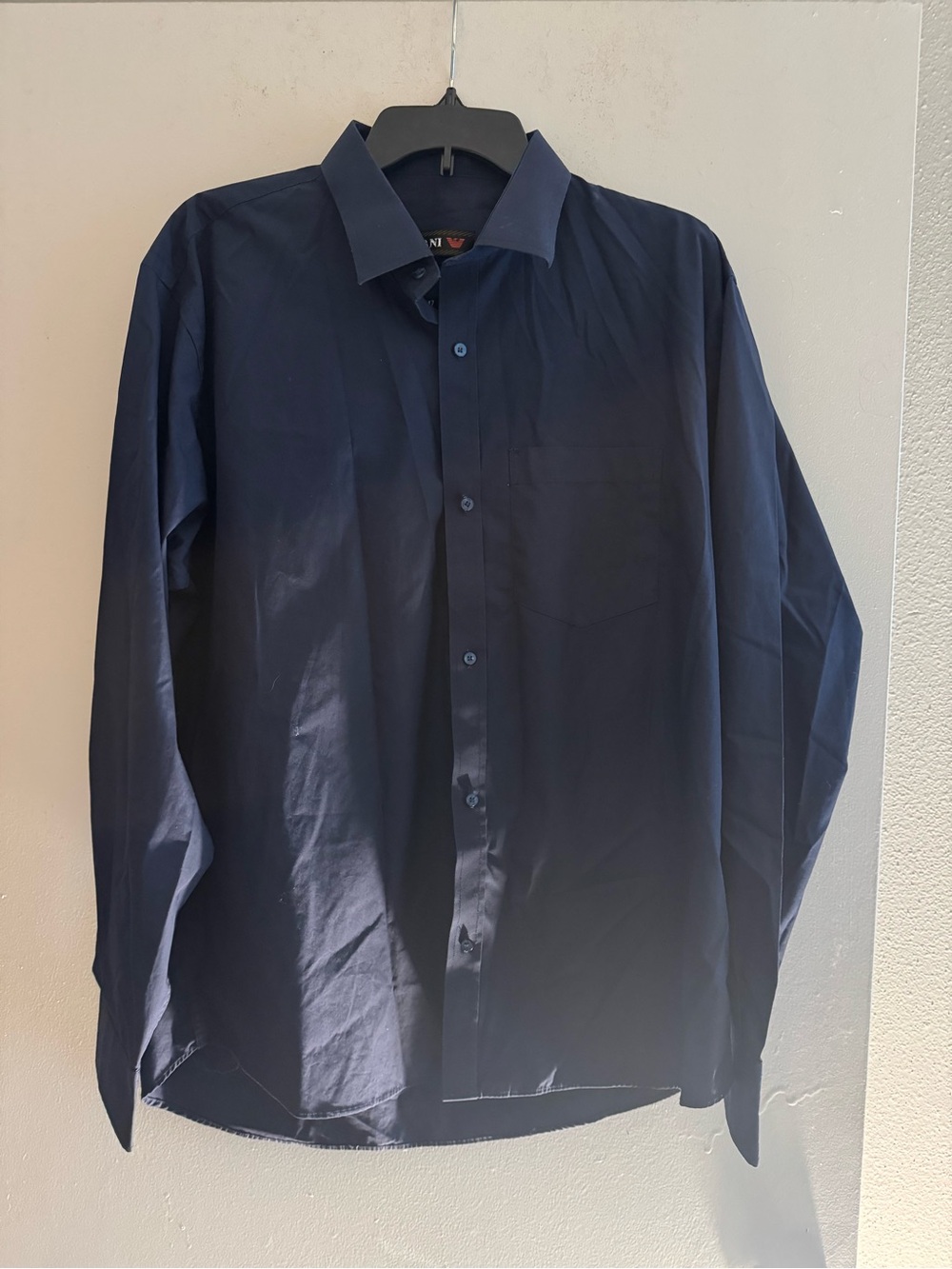 Emporio Armani Men's Navy Long-Sleeve Dress Shirt Size XL/17
